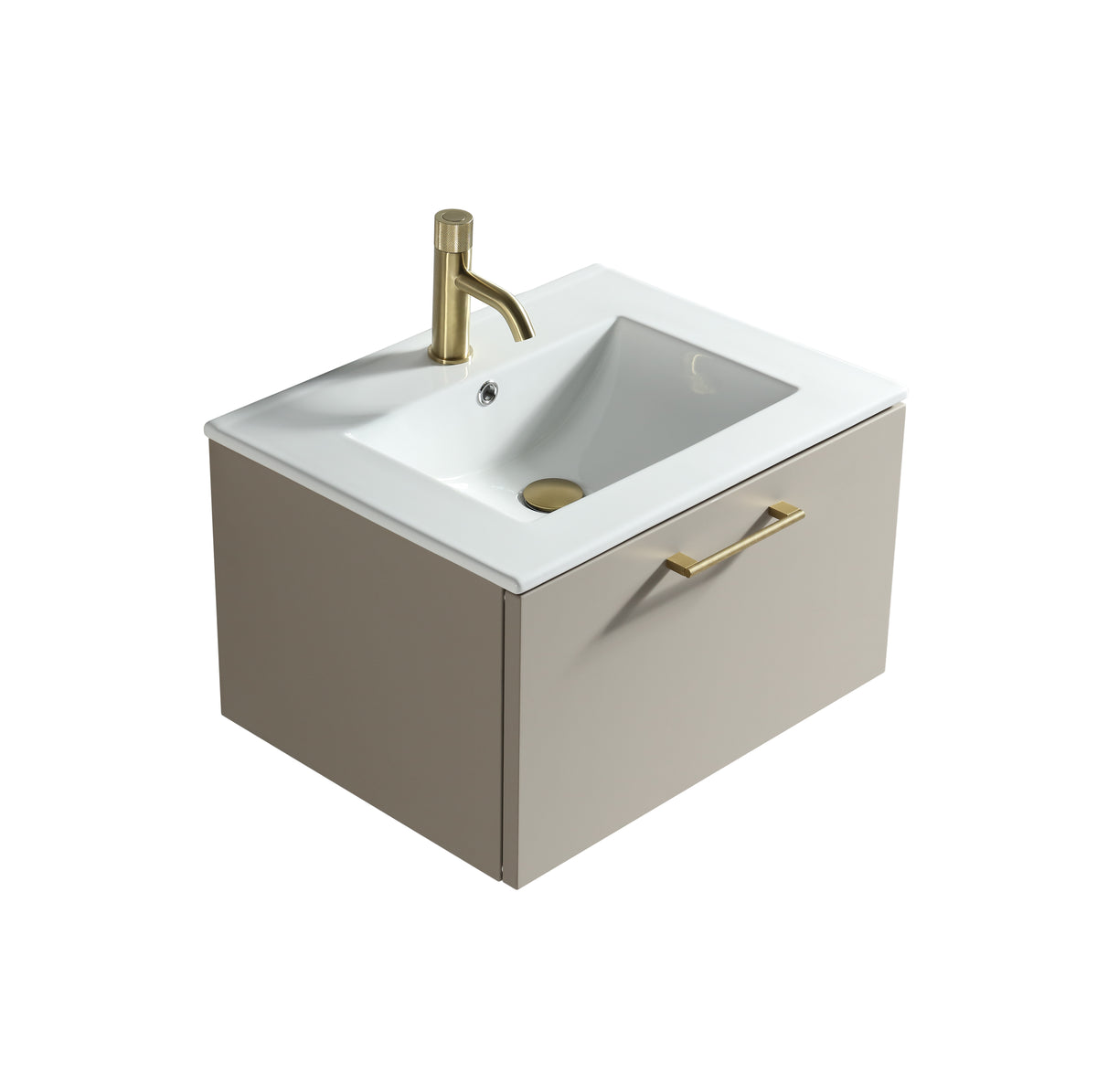 Piatta 600mm Wall Hung Vanity & Matte Basin - Soft Coffee