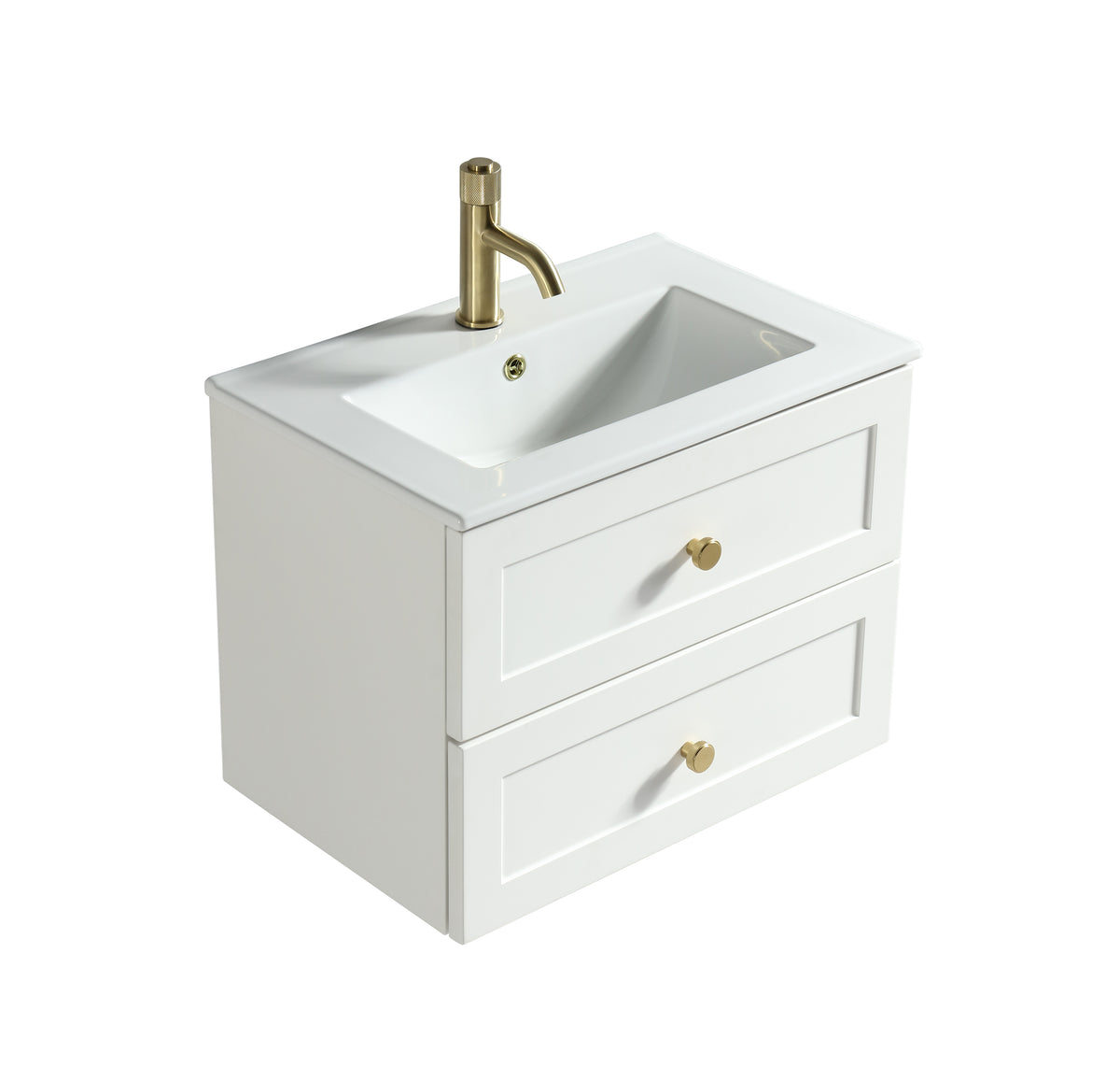 Bakewell 600mm Wall Hung Vanity & Basin - Silk White