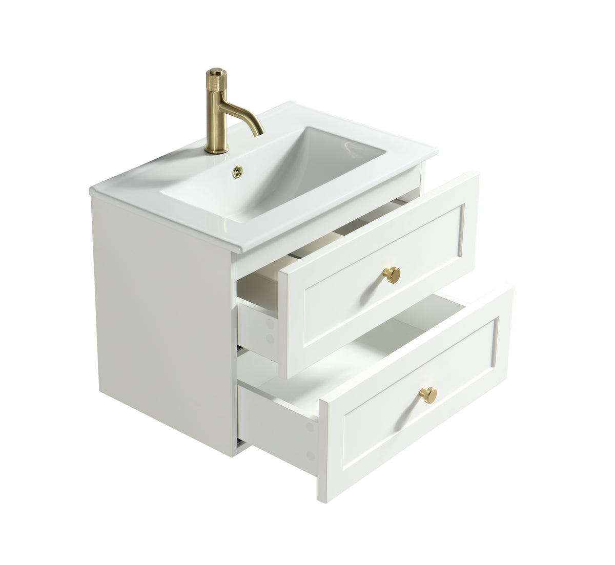 Bakewell 600mm Wall Hung Vanity & Basin - Silk White