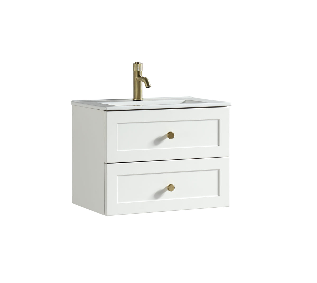 Bakewell 600mm Wall Hung Vanity & Basin - Silk White
