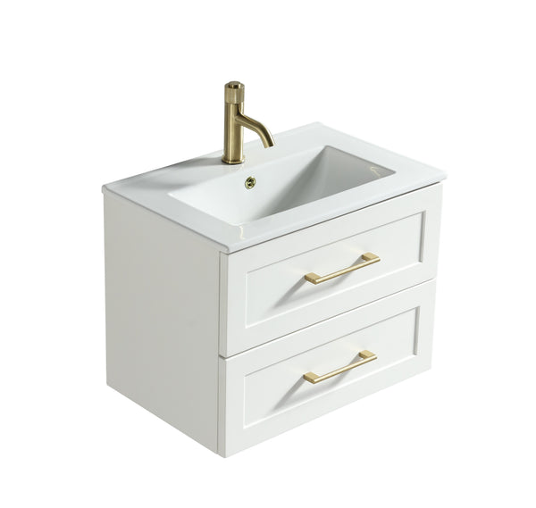 Bakewell 600mm Wall Hung Vanity & Basin - Silk White