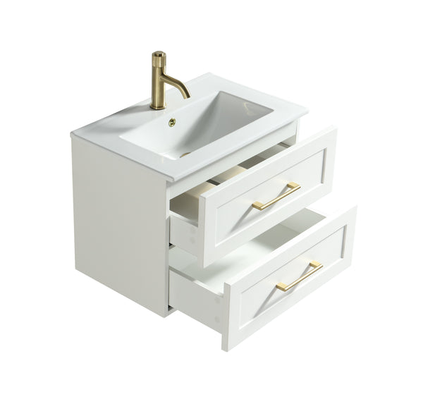 Bakewell 600mm Wall Hung Vanity & Basin - Silk White
