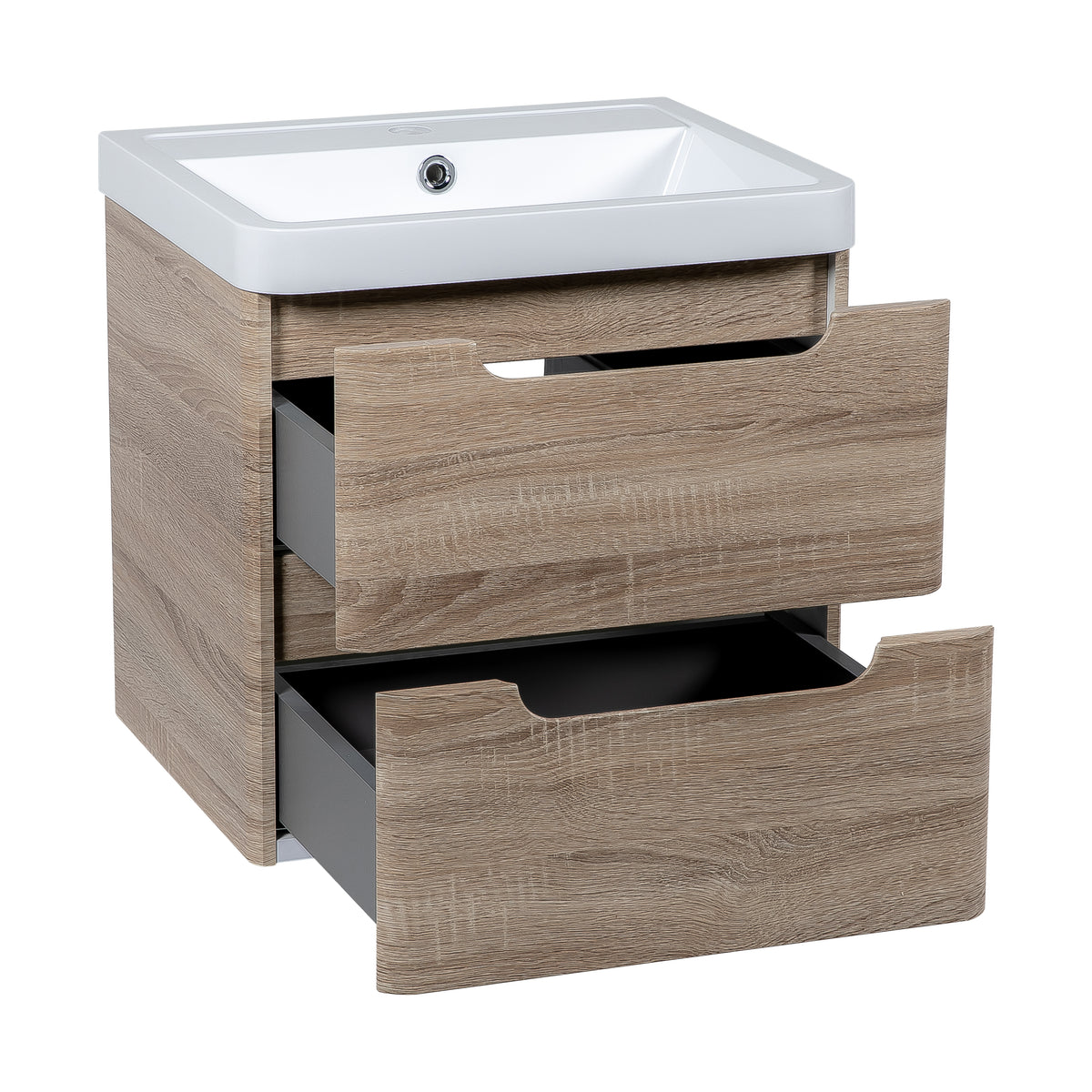 Monza 500mm Vanity & Basin Country Oak - Wall Hung