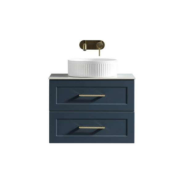 Bakewell 600mm Wall Hung Vanity w. Sintered Stone Counter Top  - Midnight Shadow (handles sold separately)
