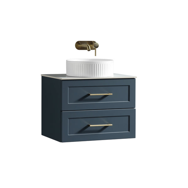 Bakewell 600mm Wall Hung Vanity w. Sintered Stone Counter Top  - Midnight Shadow (handles sold separately)