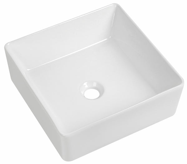 Parma Square Countertop Basin - Gloss White - d395xw395mm - product image 2
