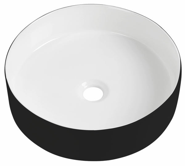 Black Round Countertop Basin - Black/White - d400xw400mm - product image 2