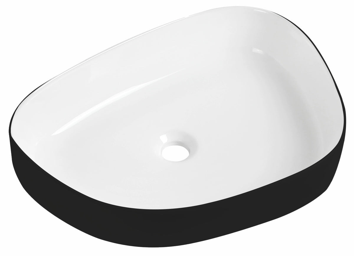 Black Pebble Countertop Basin - Black/White - d440xw555mm - product image 2