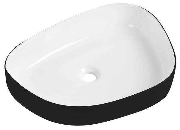 Black Pebble Countertop Basin - Black/White - d440xw555mm - product image 2