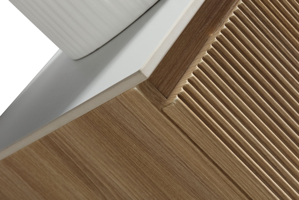 Flauto 600mm Wall Hung Vanity with Sintered Stone Countertop - Country Oak