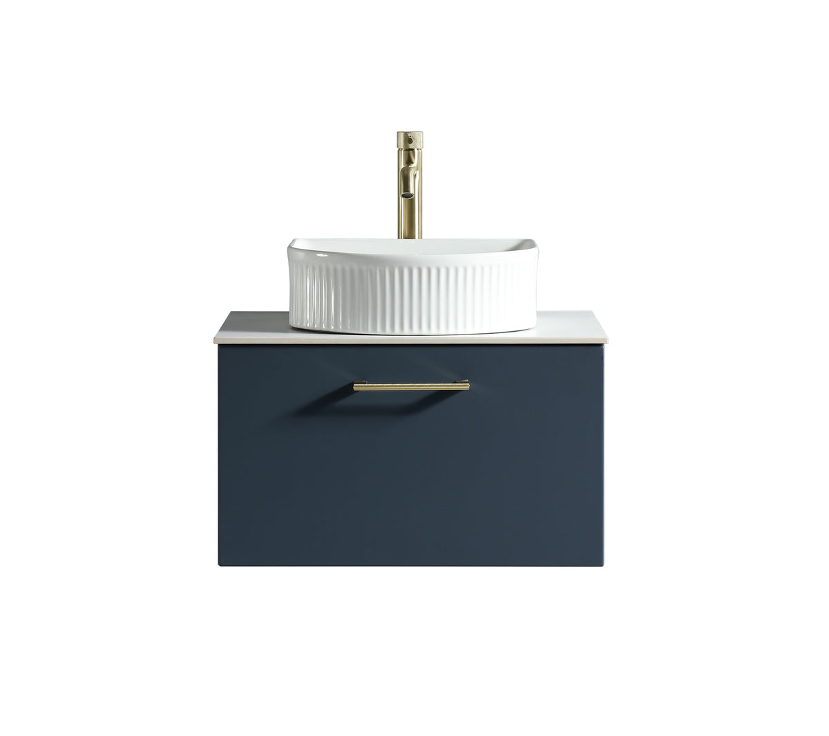 Piatta 600mm Wall Hung Vanity with Sintered Stone Countertop - Midnight Shadow