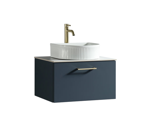 Piatta 600mm Wall Hung Vanity w. Sintered Stone Counter Top - Midnight Shadow