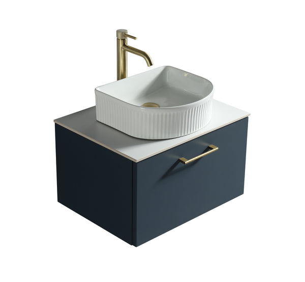 Piatta 600mm Wall Hung Vanity w. Sintered Stone Counter Top - Midnight Shadow
