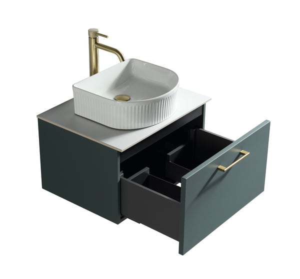 Piatta 600mm Wall Hung Vanity w. Sintered Stone Counter Top - Smoked Sage