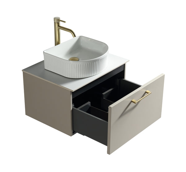 Piatta 600mm Wall Hung Vanity w. Sintered Stone Counter Top - Soft Coffee