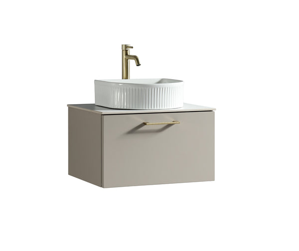 Piatta 600mm Wall Hung Vanity w. Sintered Stone Counter Top - Soft Coffee