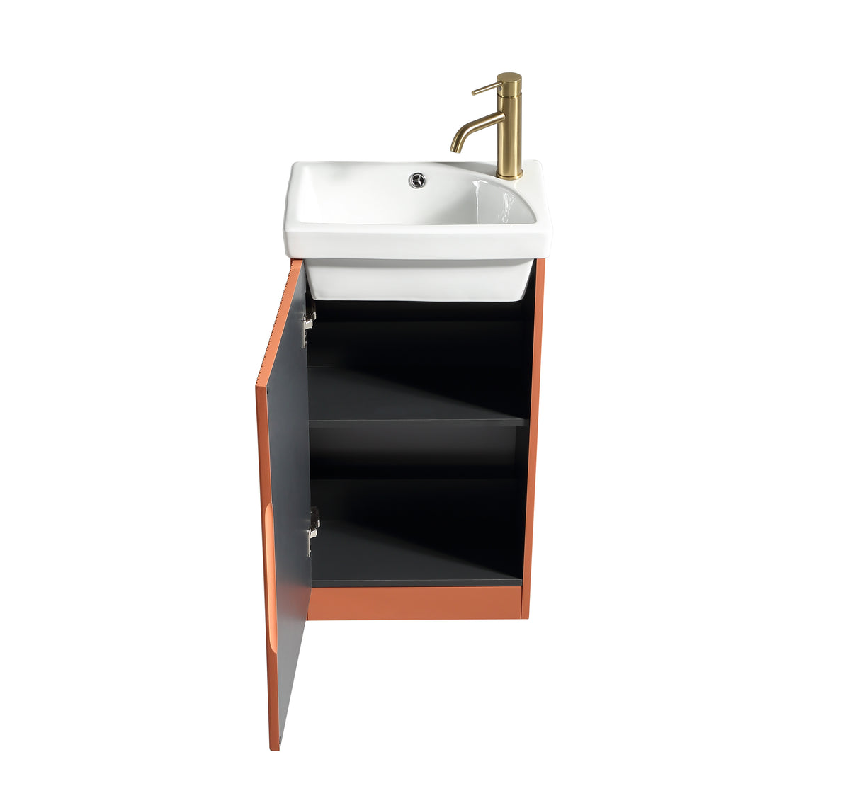 Flauto Mini 450mm F/S Cloakroom Vanity & Basin -Bruciata Orange