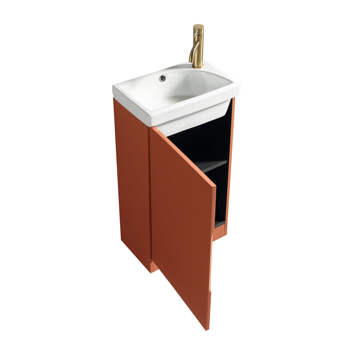 Flauto Mini 450mm F/S Cloakroom Vanity & Basin -Bruciata Orange