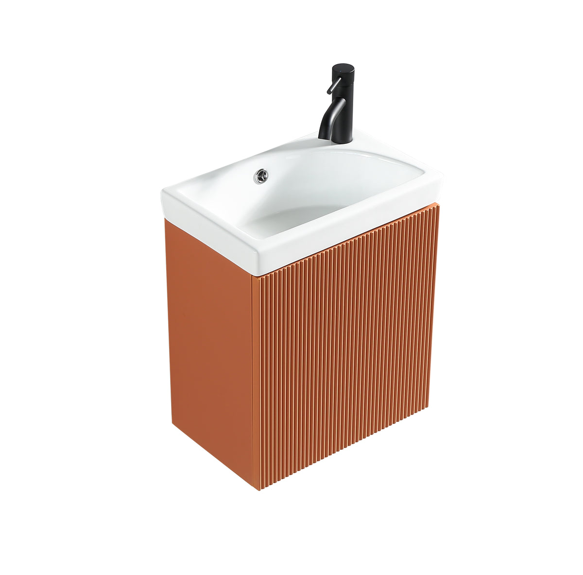 Flauto Mini 450mm W/H Cloakroom Vanity & Basin -Bruciata Orange