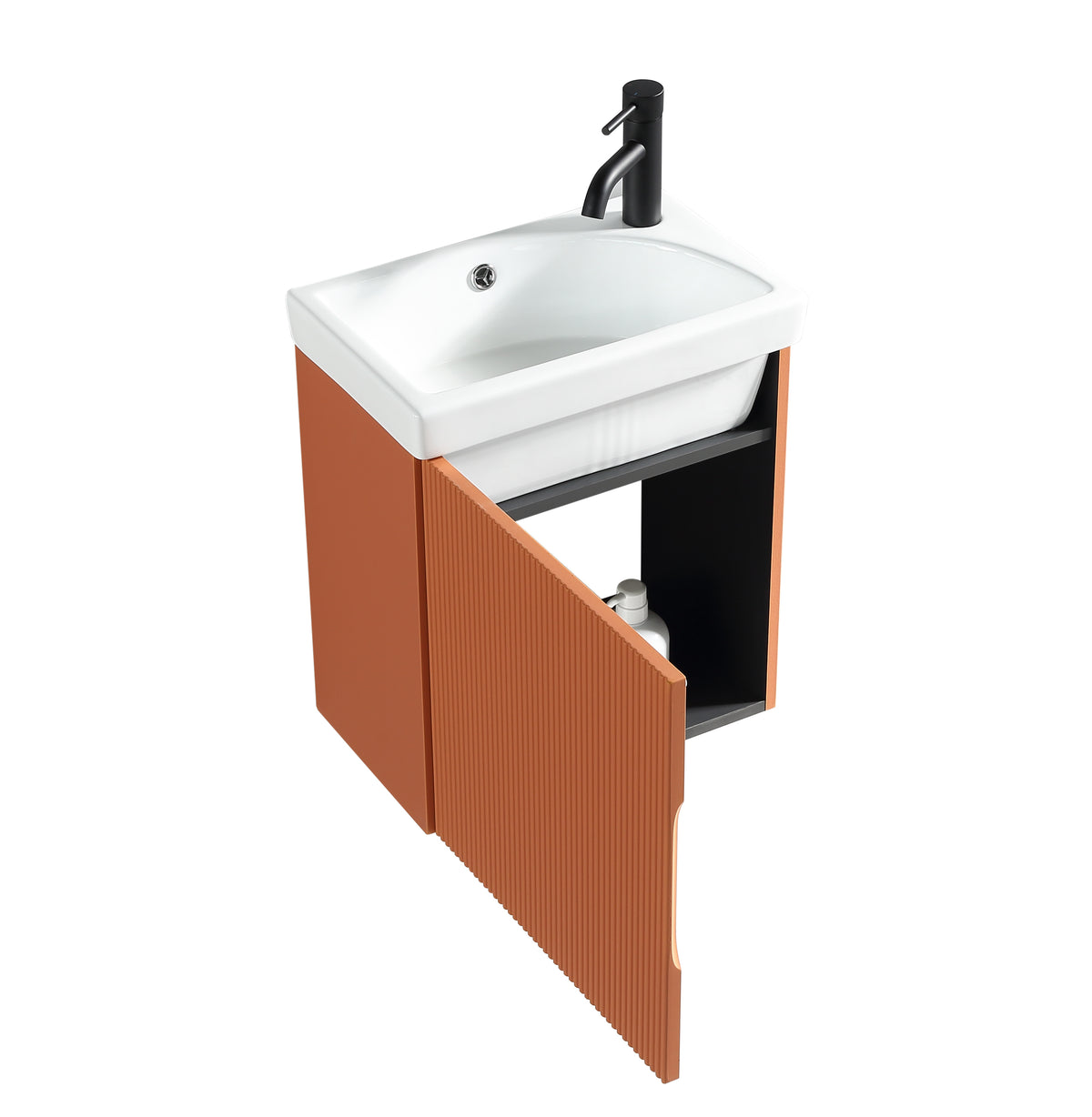 Flauto Mini 450mm W/H Cloakroom Vanity & Basin -Bruciata Orange