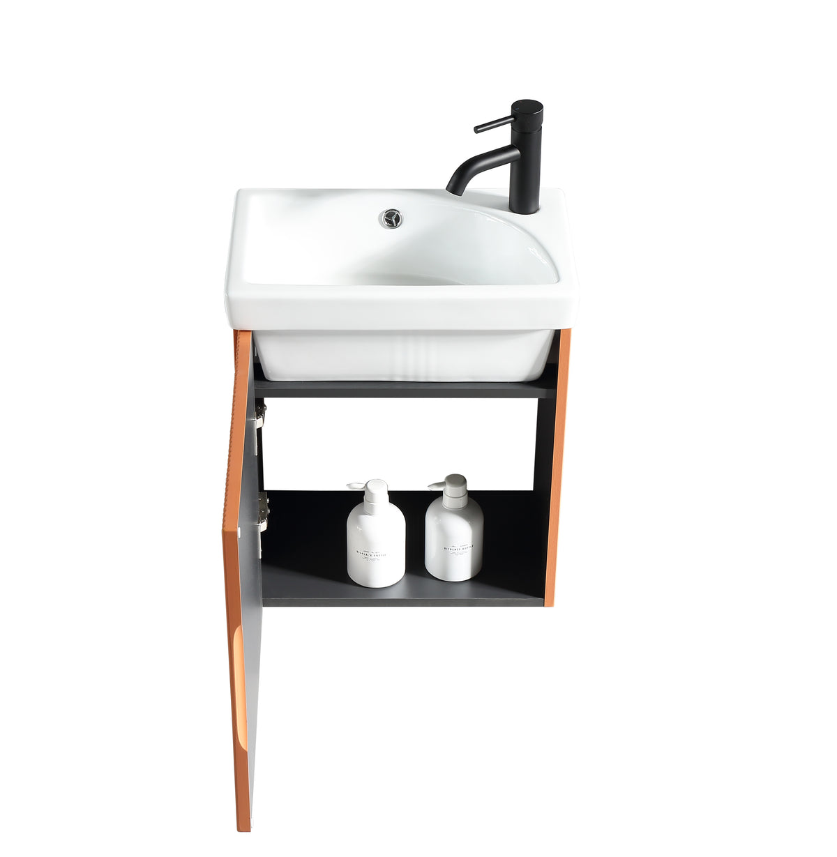 Flauto Mini 450mm W/H Cloakroom Vanity & Basin -Bruciata Orange