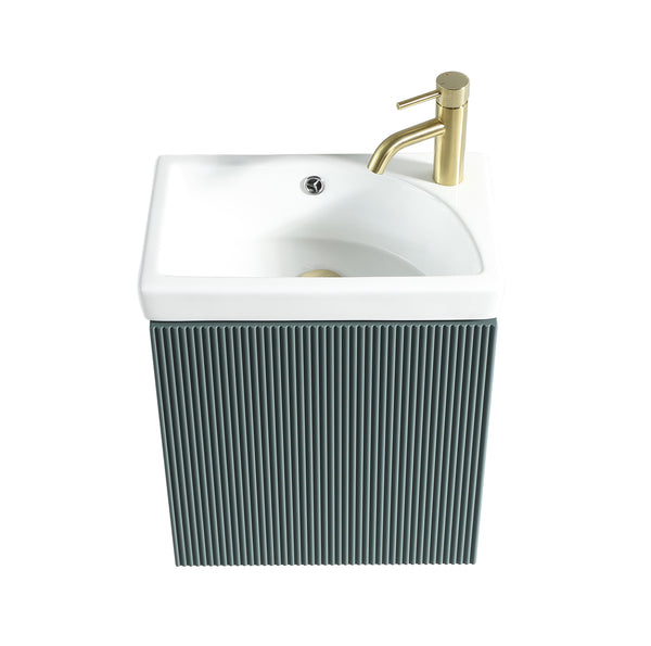 Flauto Mini 450mm W/H Cloakroom Vanity & Basin -Smoked Sage