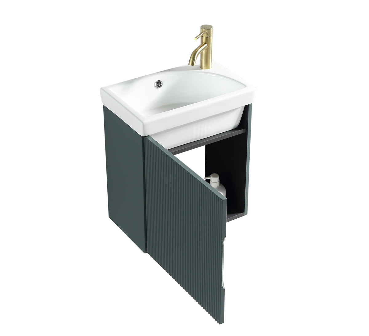 Flauto Mini 450mm W/H Cloakroom Vanity & Basin -Smoked Sage