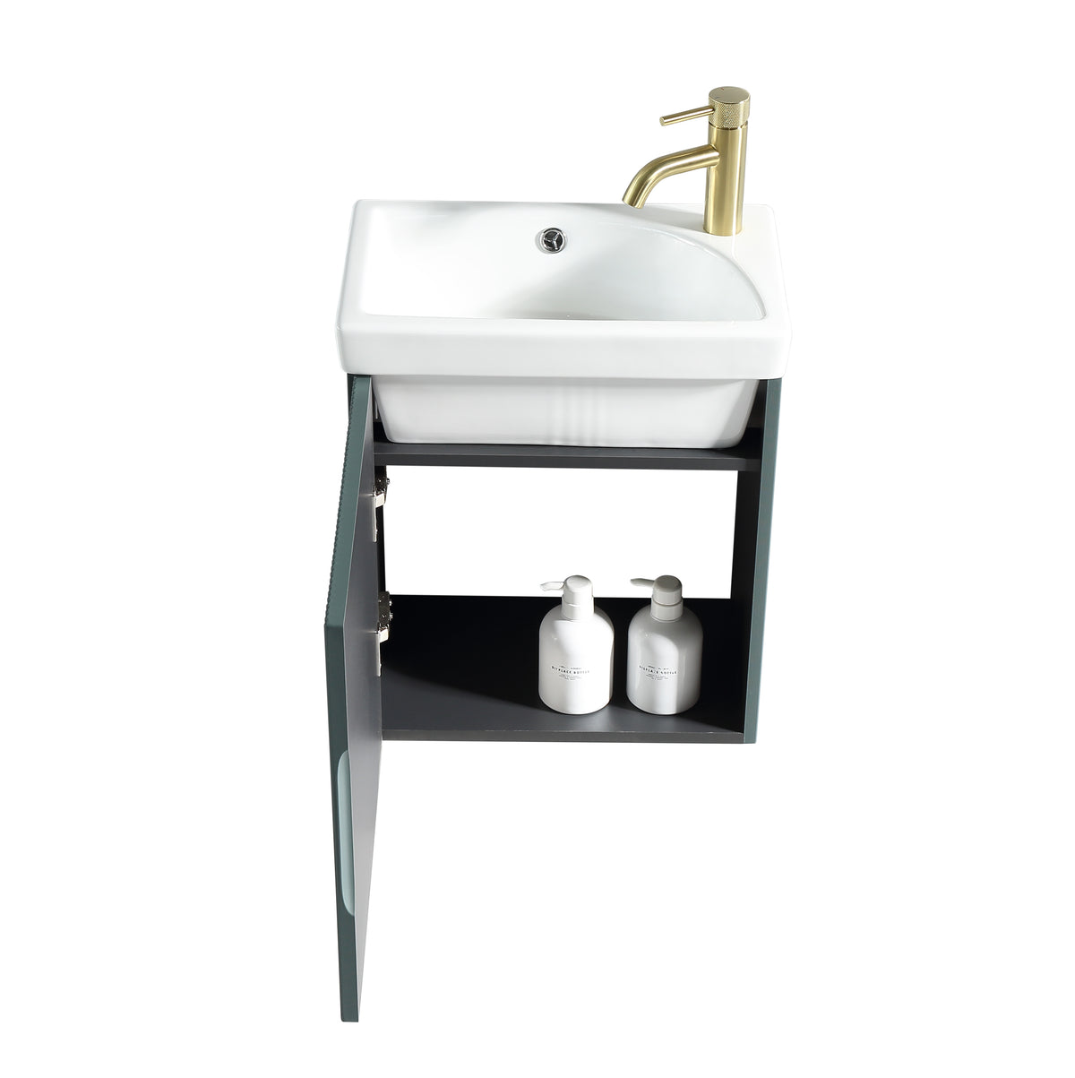 Flauto Mini 450mm W/H Cloakroom Vanity & Basin -Smoked Sage