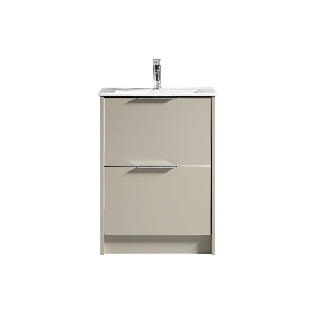 Sora 600mm Two Drawer F/S Vanity & Ceramic Basin - Midday Grey