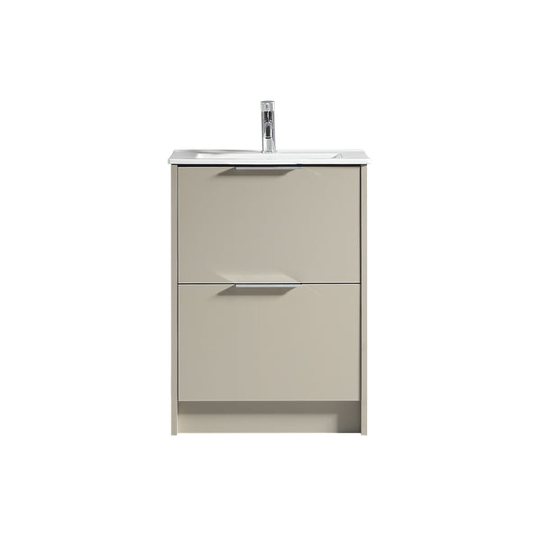 Sora 600mm Two Drawer F/S Vanity & Ceramic Basin - Midday Grey