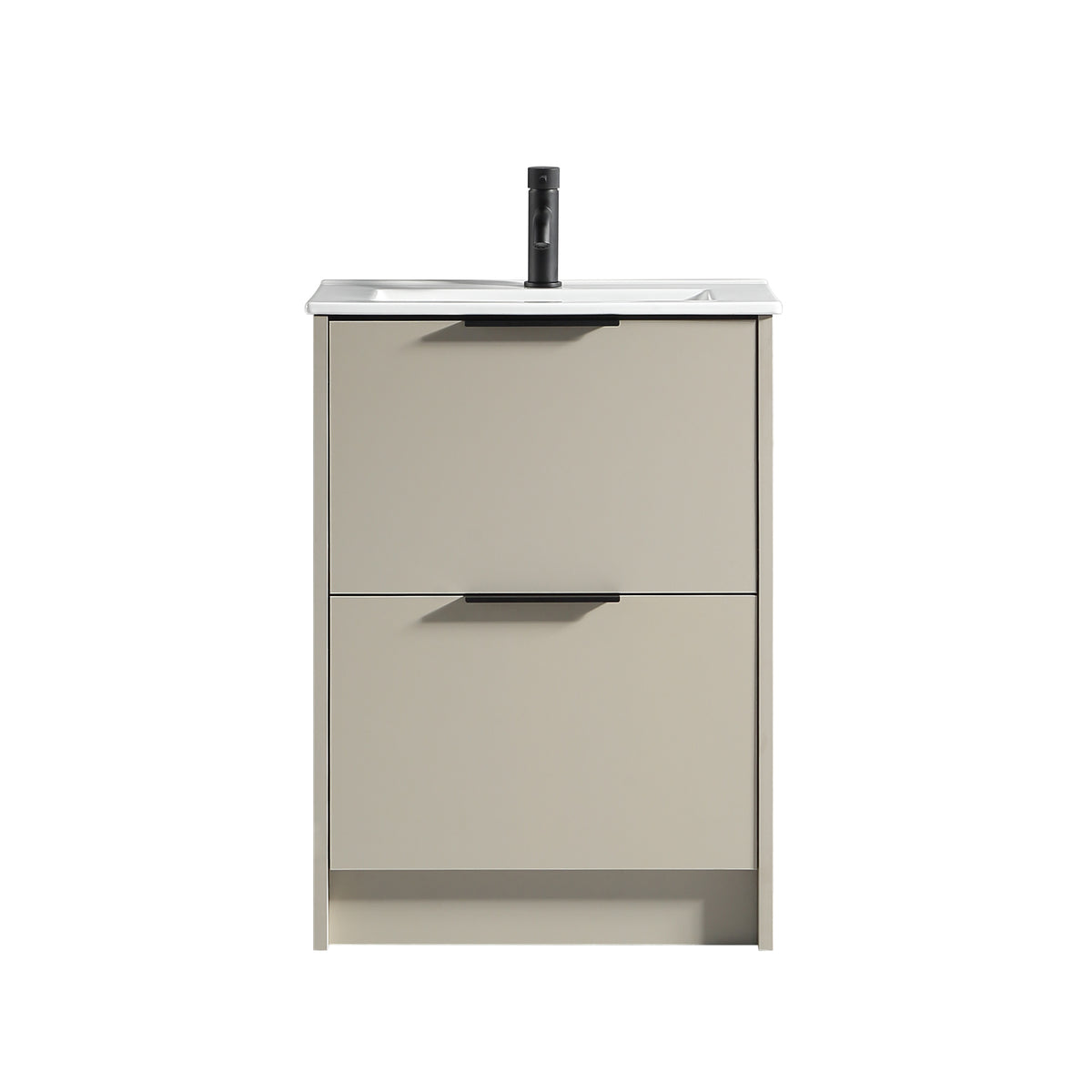 Sora 600mm Two Drawer F/S Vanity & Ceramic Basin - Midday Grey