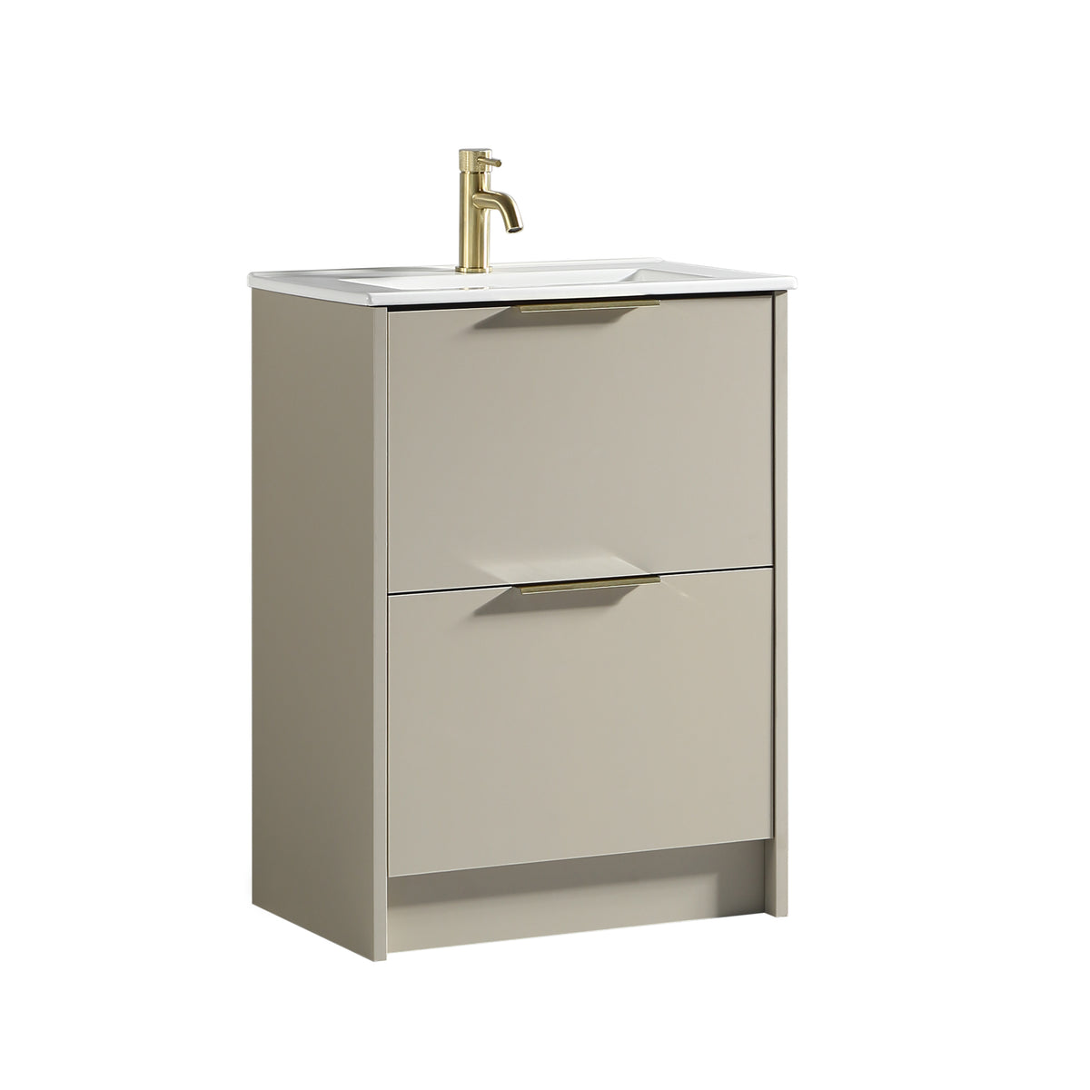 Sora 600mm Two Drawer F/S Vanity & Ceramic Basin - Midday Grey