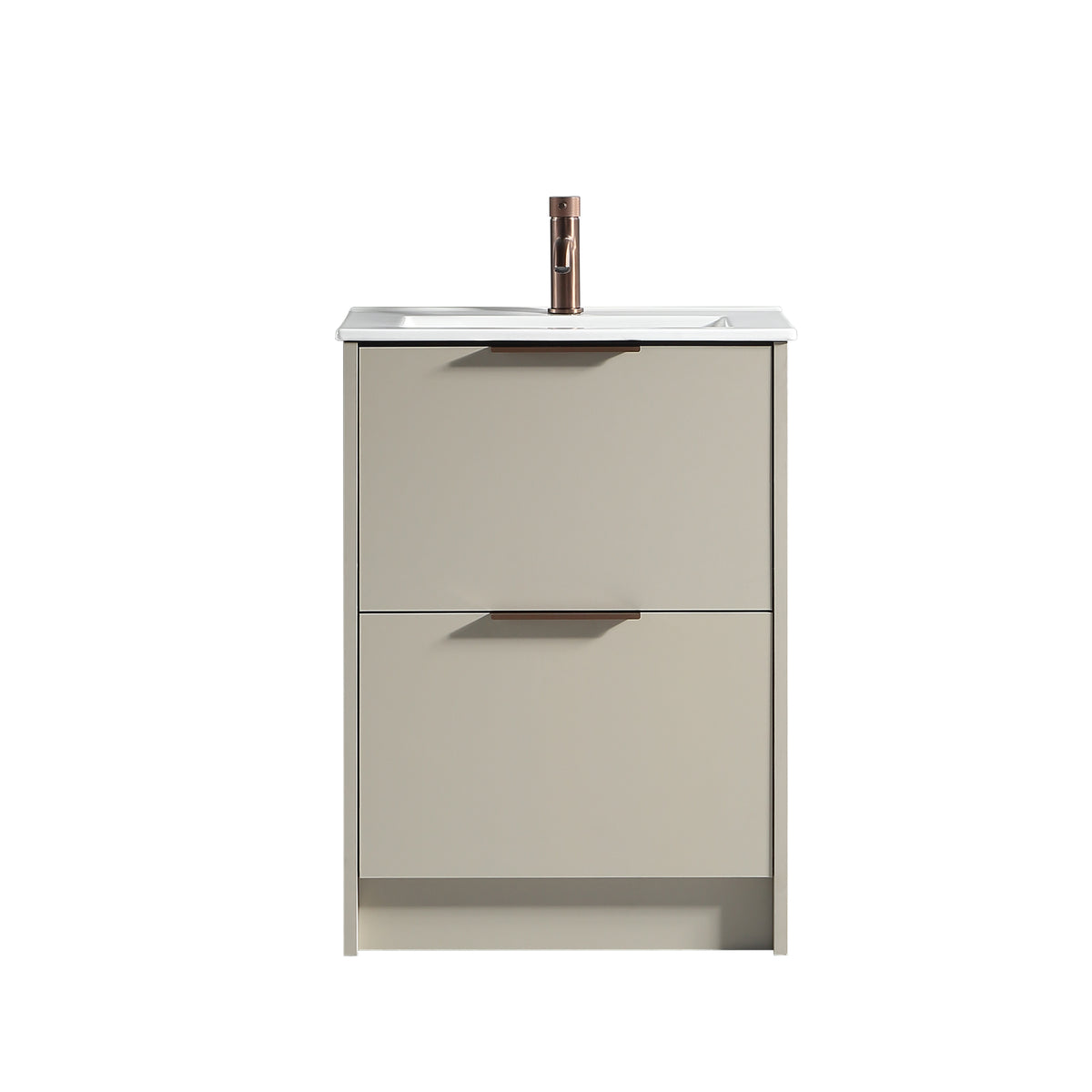 Sora 600mm Two Drawer F/S Vanity & Ceramic Basin - Midday Grey