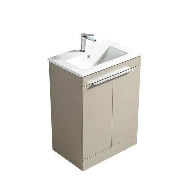 Sora 600mm Two Door F/S Vanity & Ceramic Basin  - Midday Grey