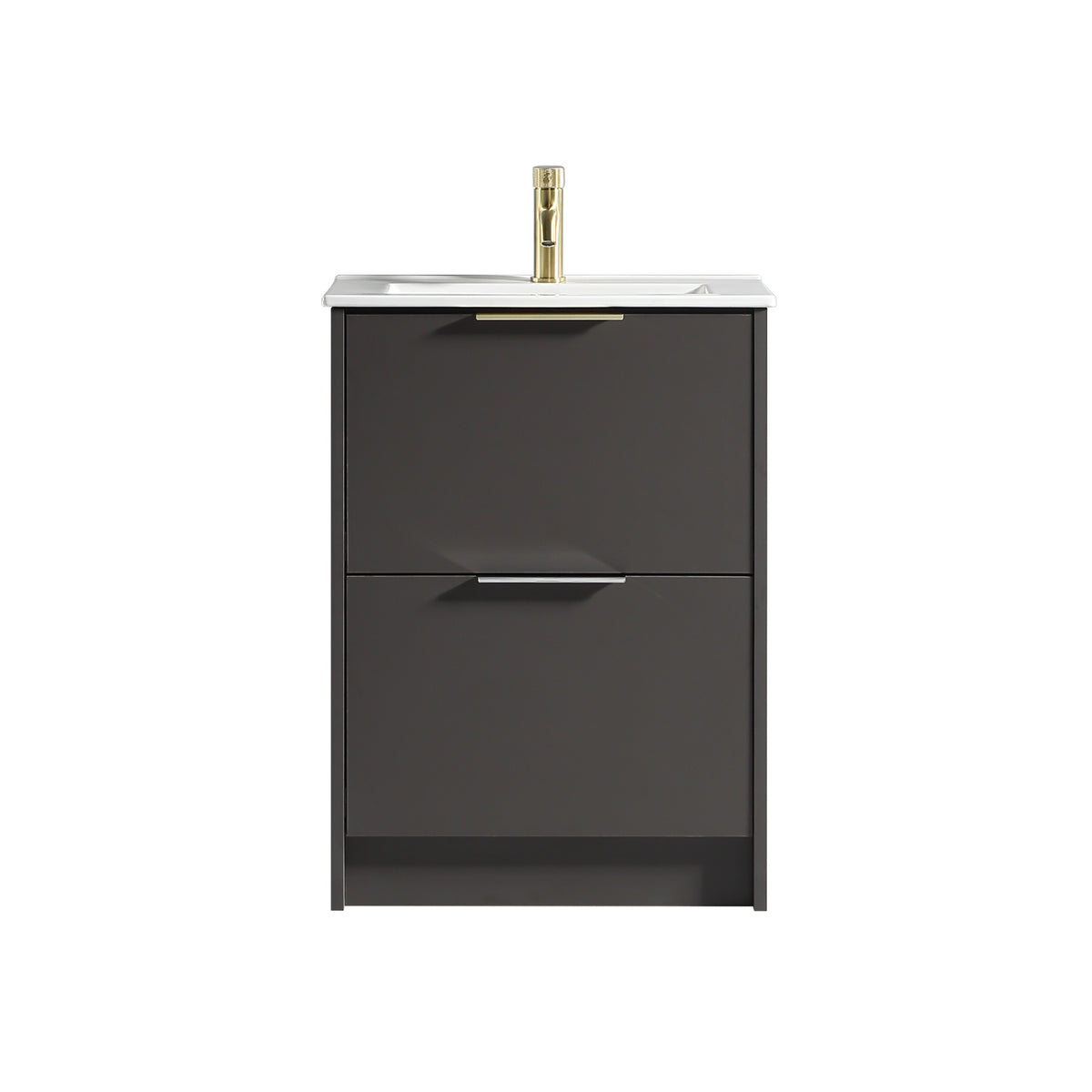 Sora 600mm Two Drawer F/S Vanity & Ceramic Basin - Midnight Grey