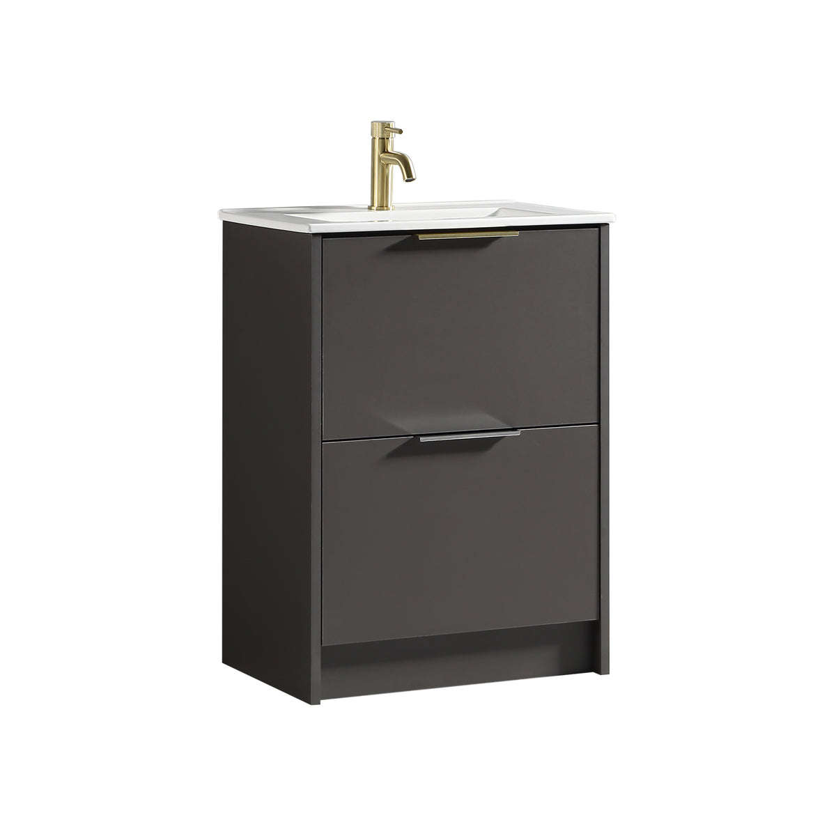 Sora 600mm Two Drawer F/S Vanity & Ceramic Basin - Midnight Grey