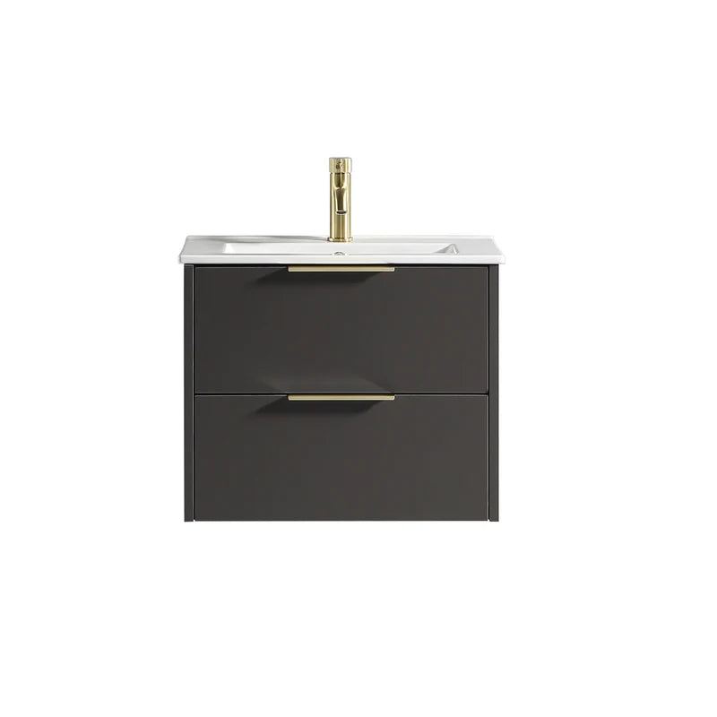 Sora 600mm Two Drawer W/H Vanity & Ceramic Basin  - Midnight Grey