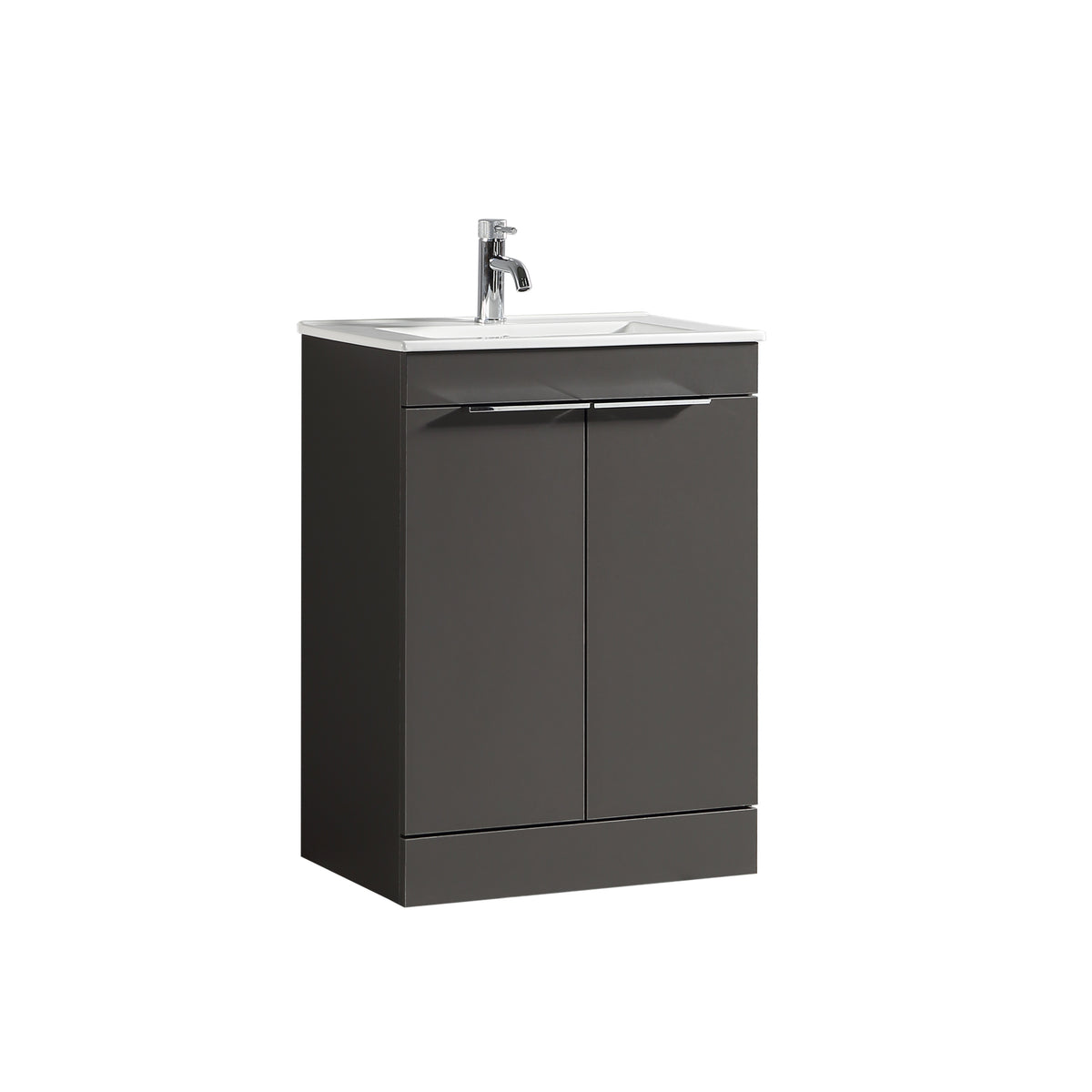 Sora 600mm Two Door F/S Vanity & Ceramic Basin - Midnight Grey