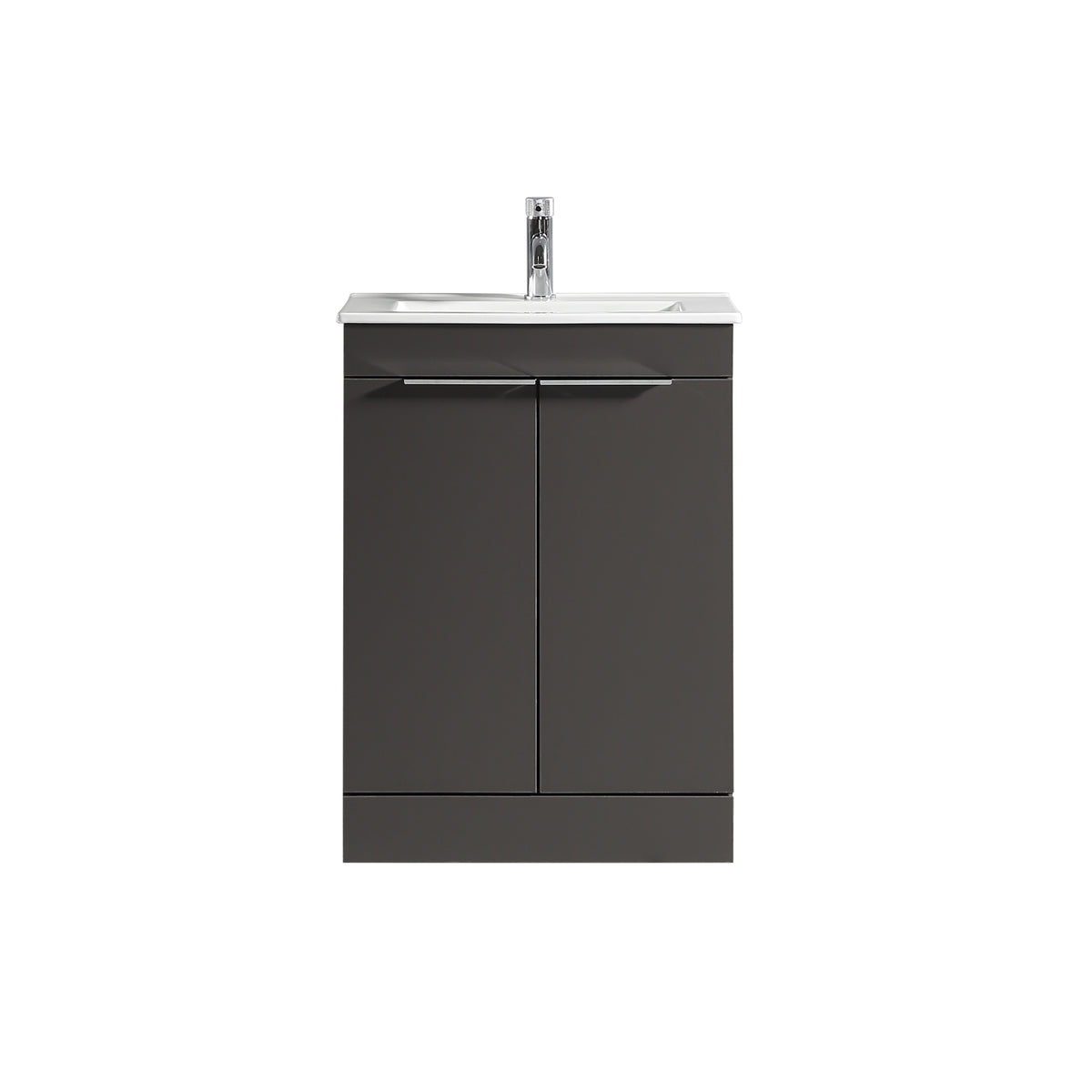 Sora 600mm Two Door F/S Vanity & Ceramic Basin - Midnight Grey