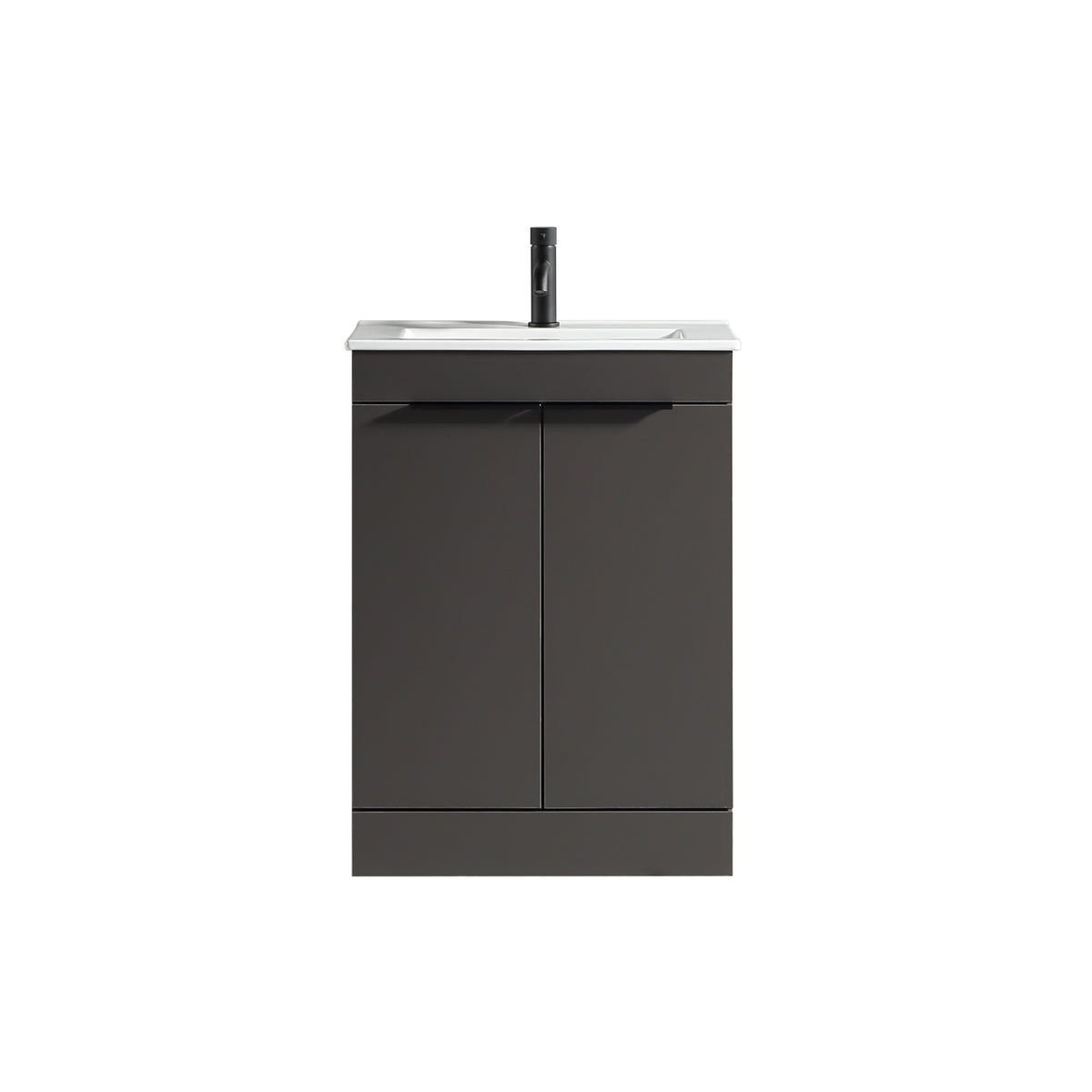 Sora 600mm Two Door F/S Vanity & Ceramic Basin - Midnight Grey