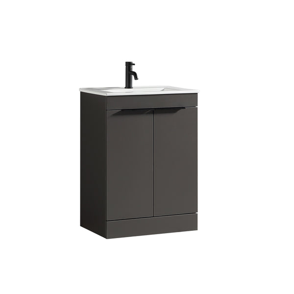 Sora 600mm Two Door F/S Vanity & Ceramic Basin  - Midnight Grey