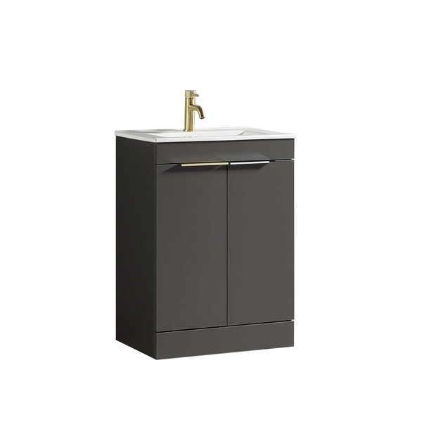Sora 600mm Two Door F/S Vanity & Ceramic Basin  - Midnight Grey