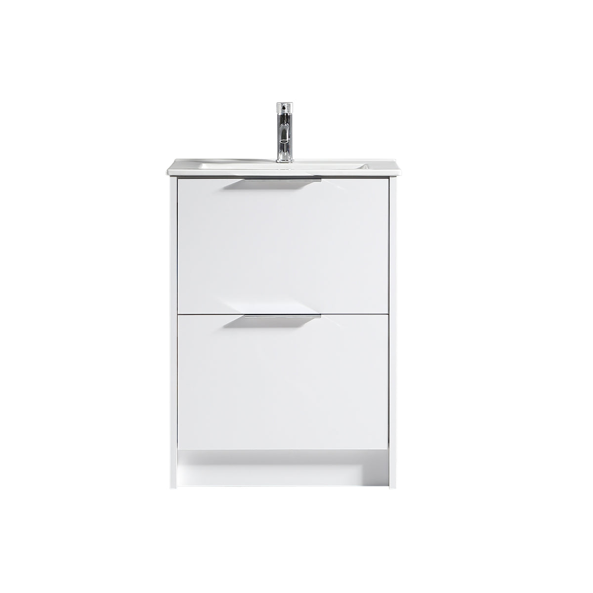 Sora 600mm Two Drawer F/S Vanity & Ceramic Basin - Matte White