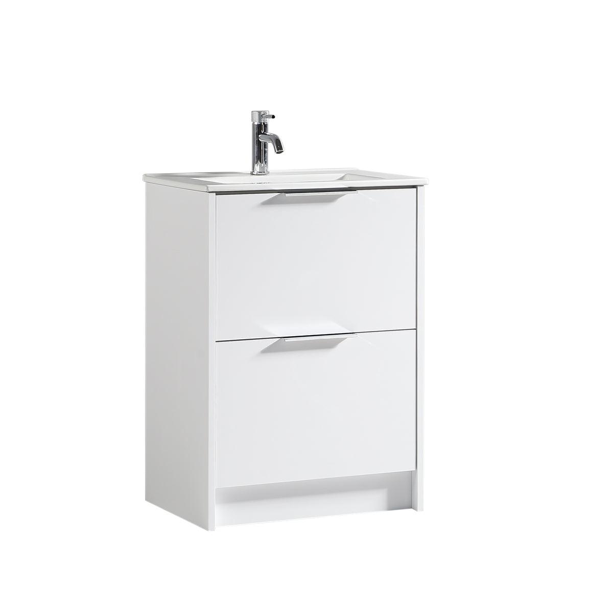 Sora 600mm Two Drawer F/S Vanity & Ceramic Basin - Matte White