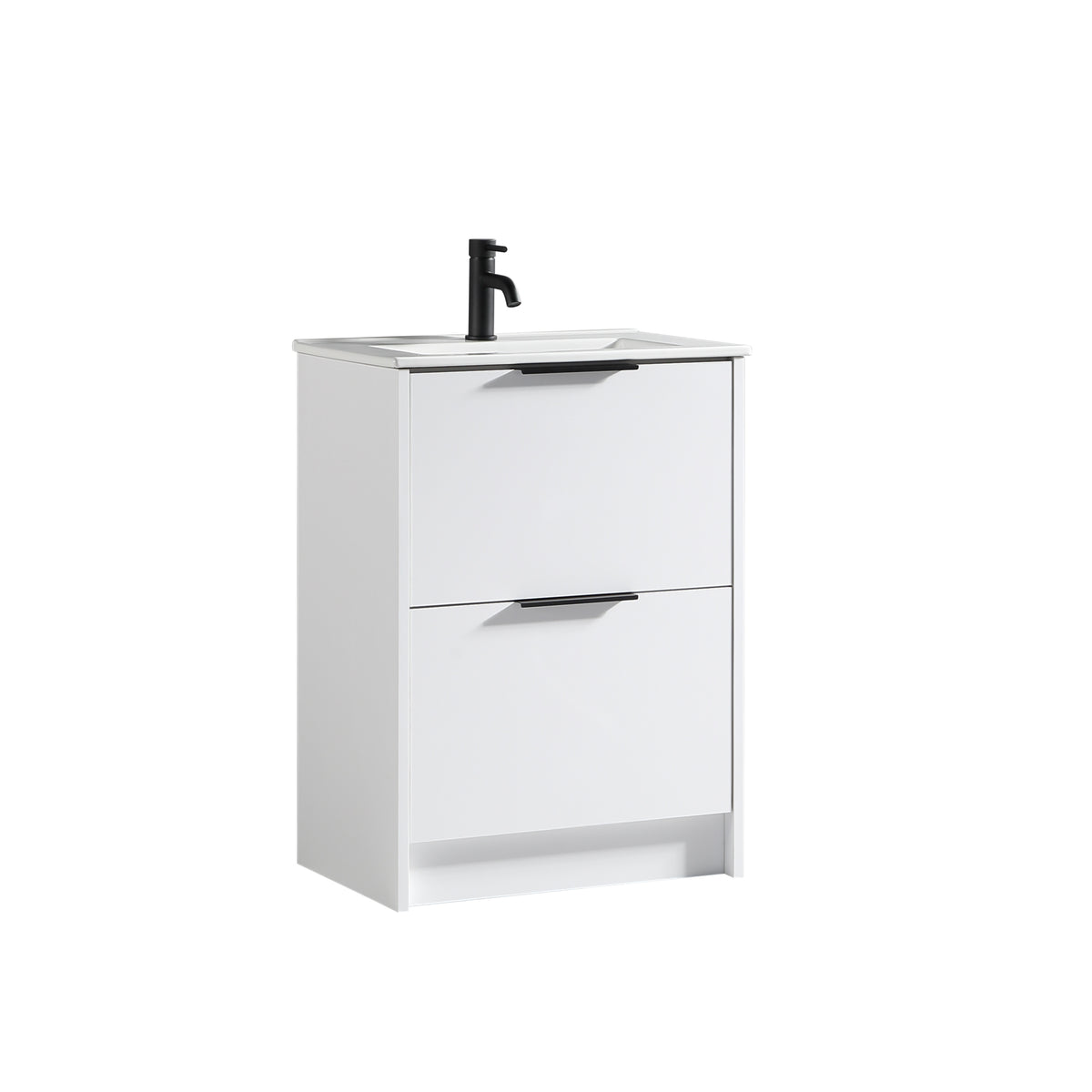 Sora 600mm Two Drawer F/S Vanity & Ceramic Basin - Matte White