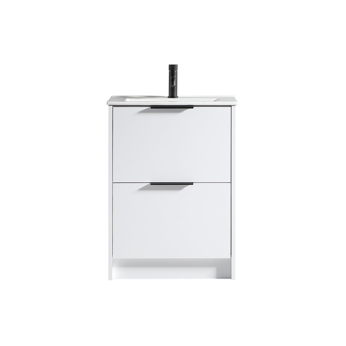 Sora 600mm Two Drawer F/S Vanity & Ceramic Basin - Matte White