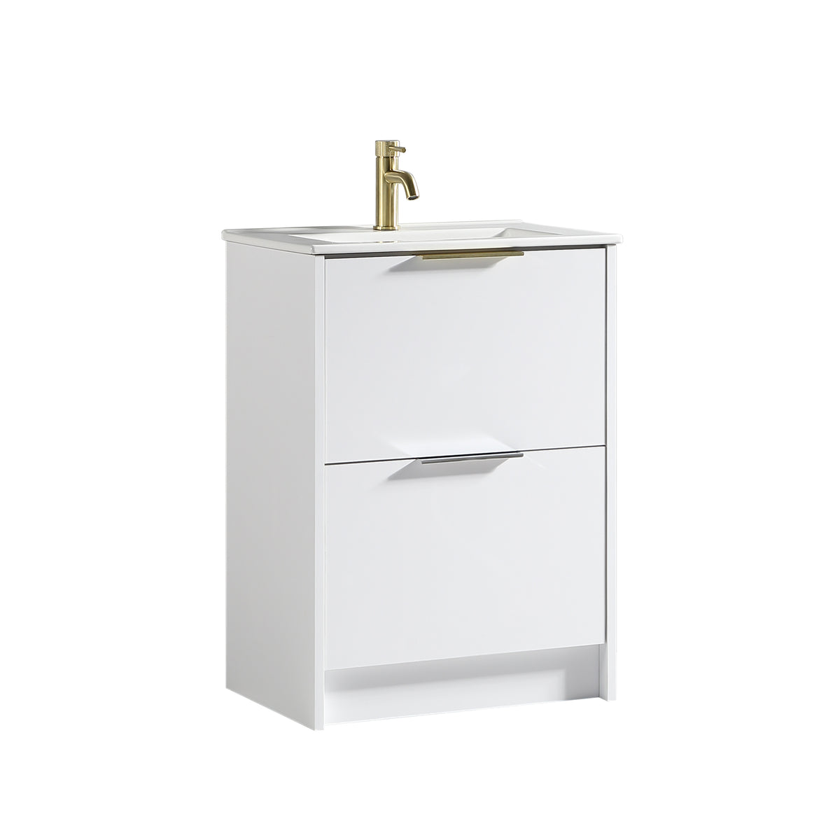Sora 600mm Two Drawer F/S Vanity & Ceramic Basin - Matte White