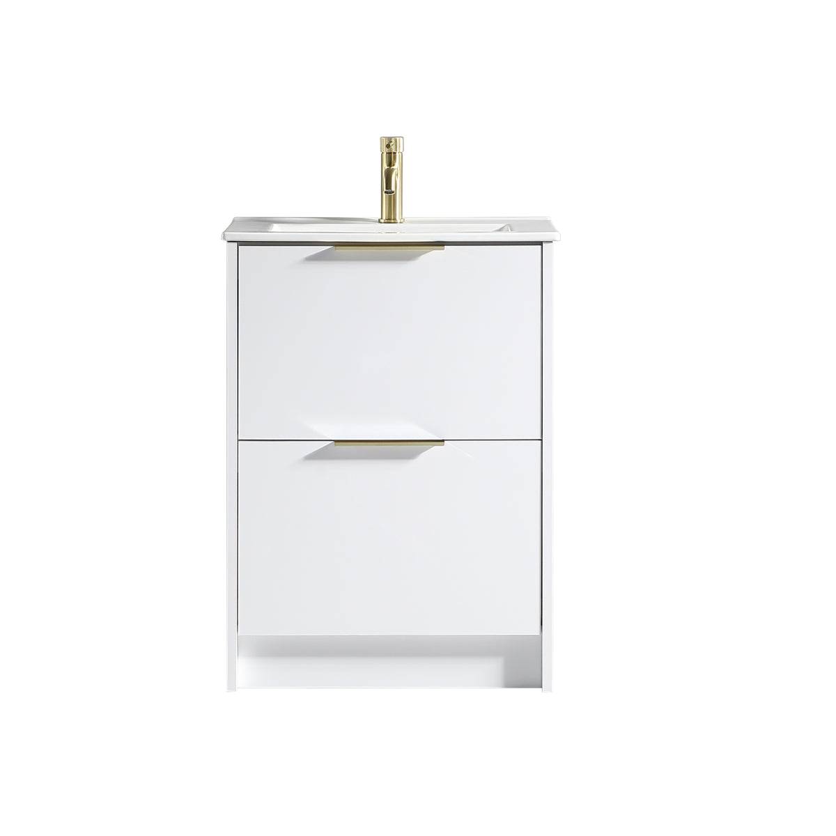 Sora 600mm Two Drawer F/S Vanity & Ceramic Basin - Matte White