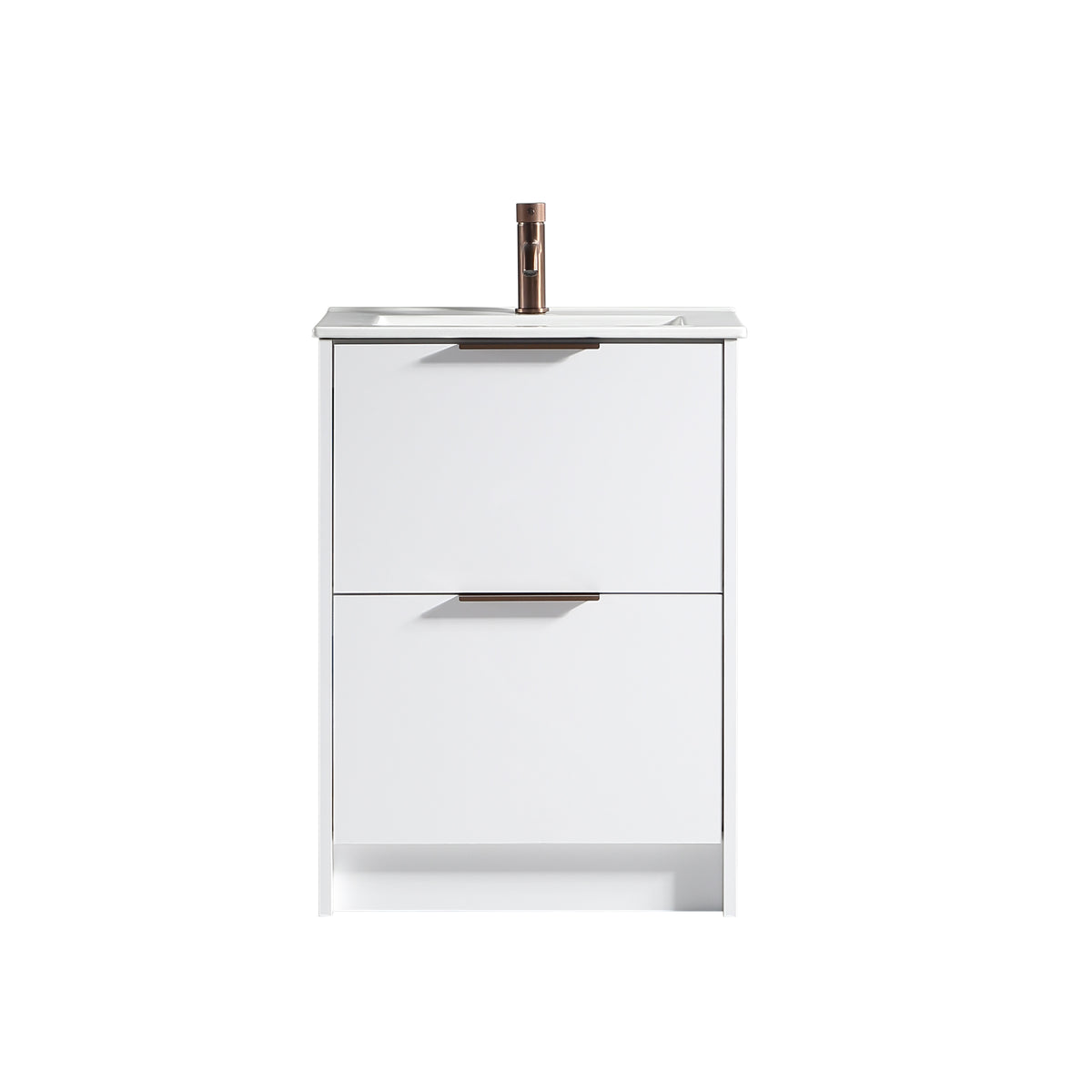 Sora 600mm Two Drawer F/S Vanity & Ceramic Basin - Matte White