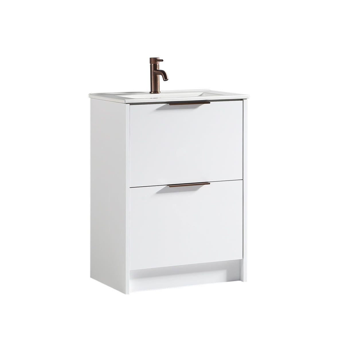 Sora 600mm Two Drawer F/S Vanity & Ceramic Basin  - Matte White